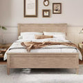 Full/Queen/King Size Platform Bed Frame with Headboard and Wood Slat Support, White/Brown-ModernLuxe
