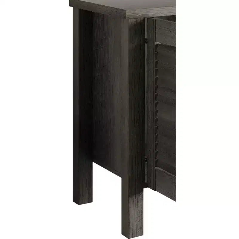 Meuble TV console de style médiéval de 60 po avec portes persiennes et étagères de rangement