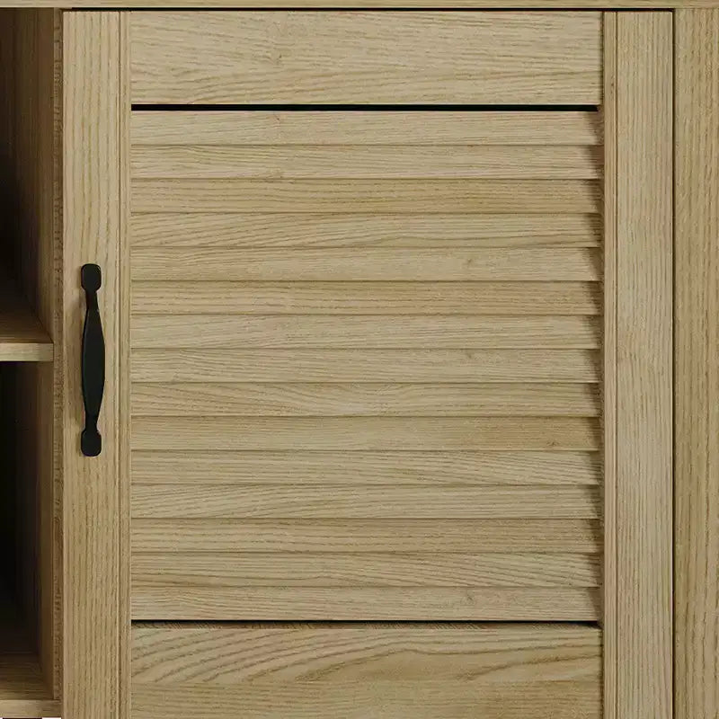 Meuble TV console de style médiéval de 60 po avec portes persiennes et étagères de rangement