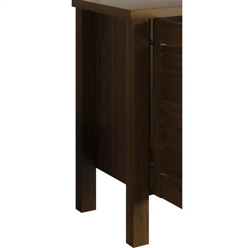 Meuble TV console de style médiéval de 60 po avec portes persiennes et étagères de rangement