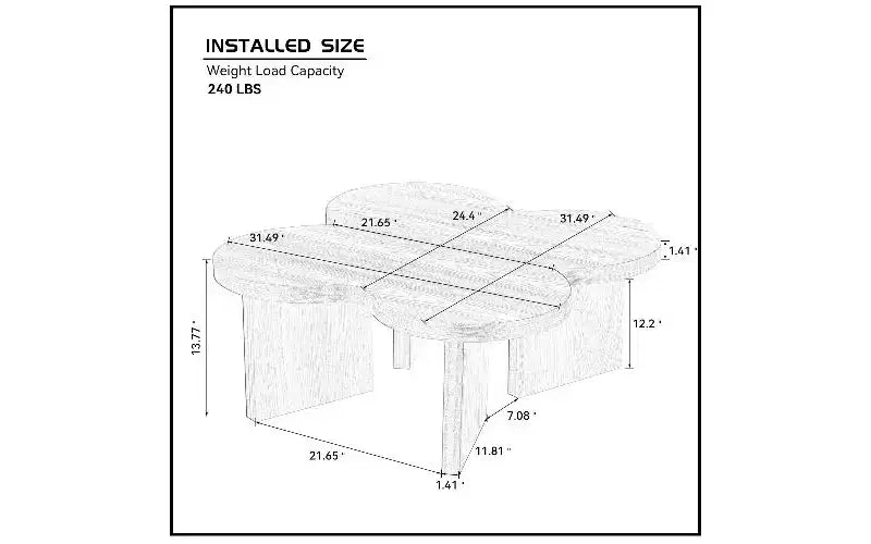 Table Basse, Table Centrale Moderne de 36mm d'Épaisseur pour Salon Chambre à Coucher, Table d'Appoint Papillon en MDF