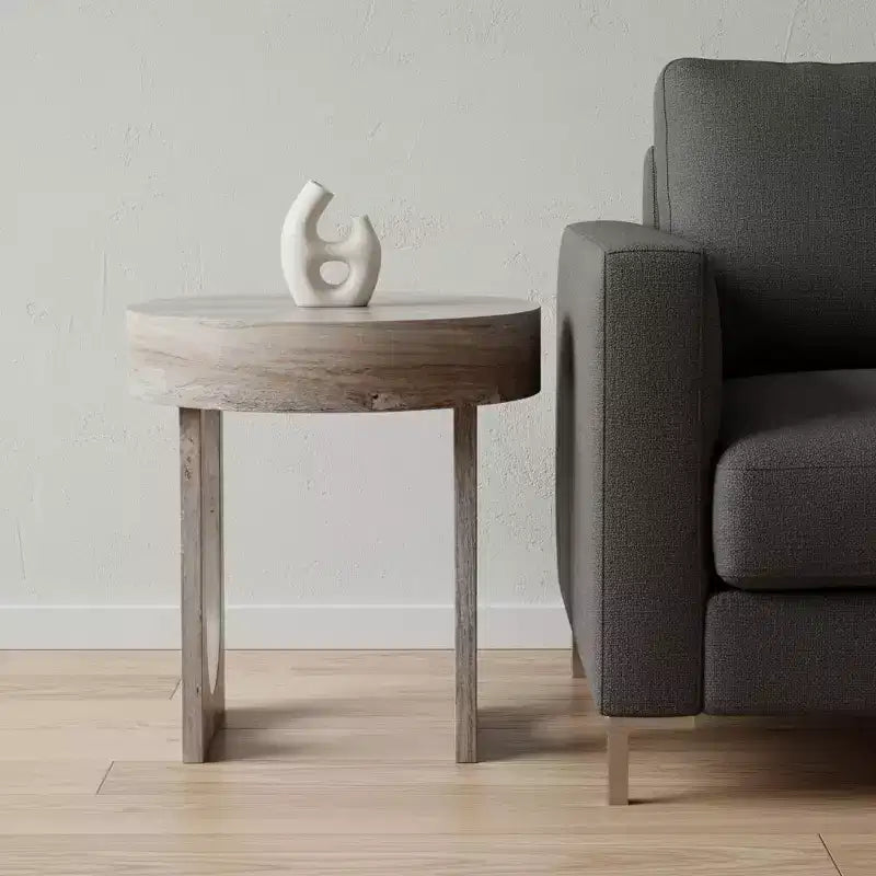 20 Brown Manufactured Wood Round End Table