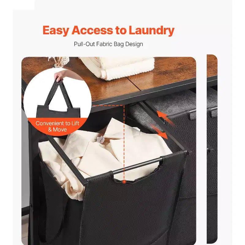 Trieur de linge à 3 sections, grand panier à linge avec cadre en métal et plateau en bois, paniers de rangement autoportants, noir