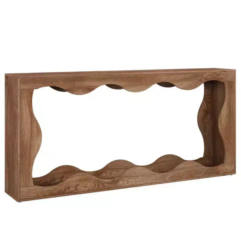 Console moderne de 63 pouces avec motif ondulé, table étroite pour entrée, table de canapé à 2 niveaux pour salon ou