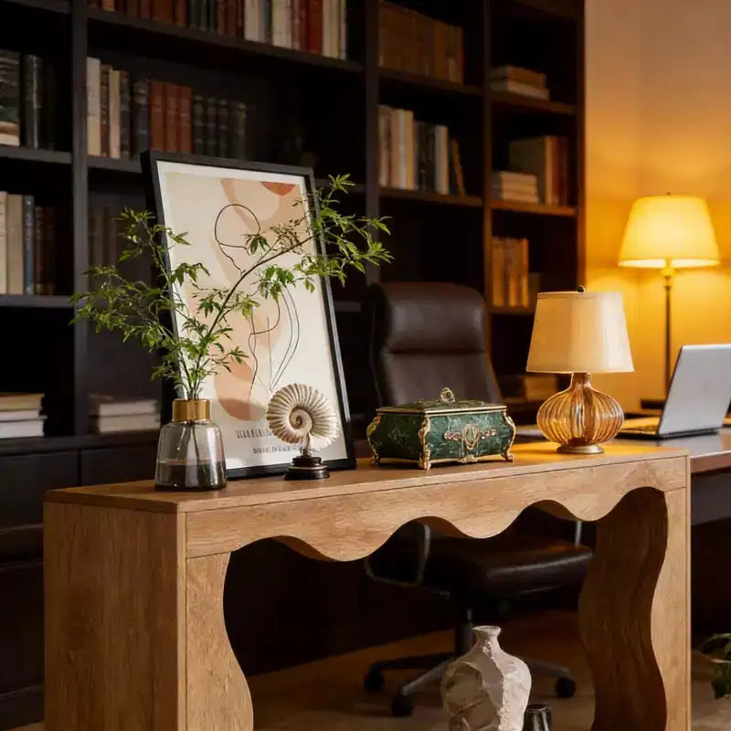 Console moderne de 63 pouces avec motif ondulé, table étroite pour entrée, table de canapé à 2 niveaux pour salon ou