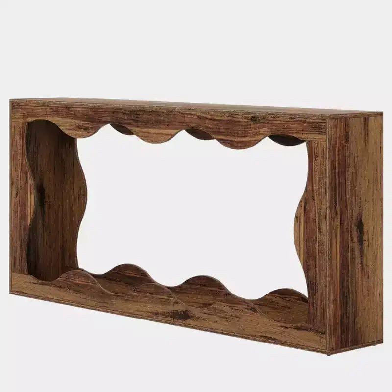 Console moderne de 63 pouces avec motif ondulé, table étroite pour entrée, table de canapé à 2 niveaux pour salon ou