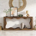 63 Modern Console Table with Wave Design, Narrow Entryway Table, 2-Tier Sofa Table for Living Room or Hallway-Panipeachy