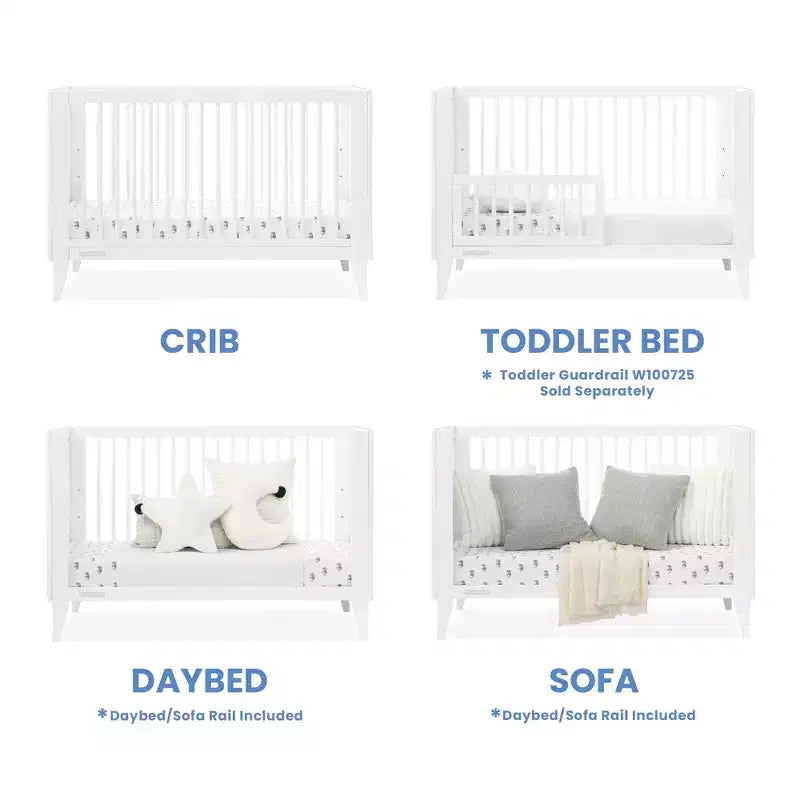 Lit bébé convertible 4-en-1 avec conversion en lit de tout-petit – Hauteur de matelas réglable