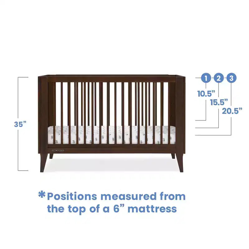 Lit bébé convertible 4-en-1 avec conversion en lit de tout-petit – Hauteur de matelas réglable