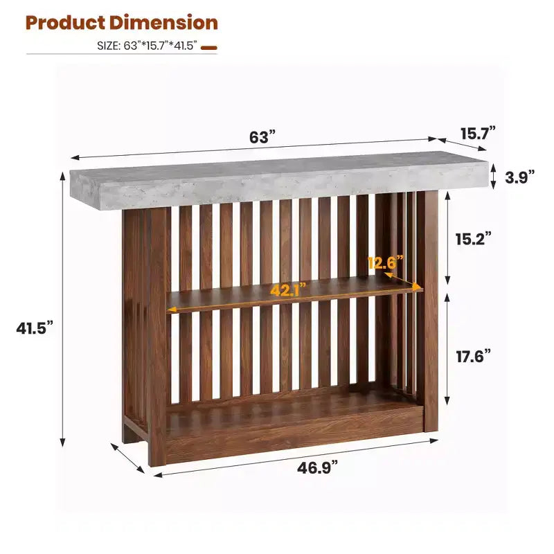 Table de bar haute moderne de 160 cm avec étagères de rangement à 2 niveaux Table à manger robuste pour restaurant, bistrot ou salon, 4-8 places