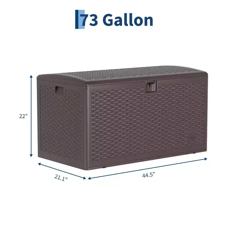 Coffre de rangement extérieur/intérieur en résine, grande capacité 73 gallons, étanche et verrouillable, pour terrasse