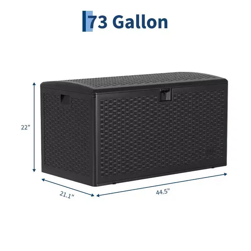 Coffre de rangement extérieur/intérieur en résine, grande capacité 73 gallons, étanche et verrouillable, pour terrasse