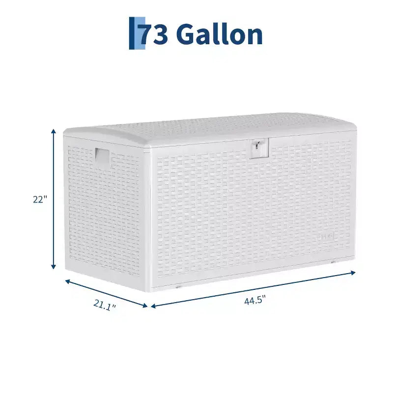 Coffre de rangement extérieur/intérieur en résine, grande capacité 73 gallons, étanche et verrouillable, pour terrasse