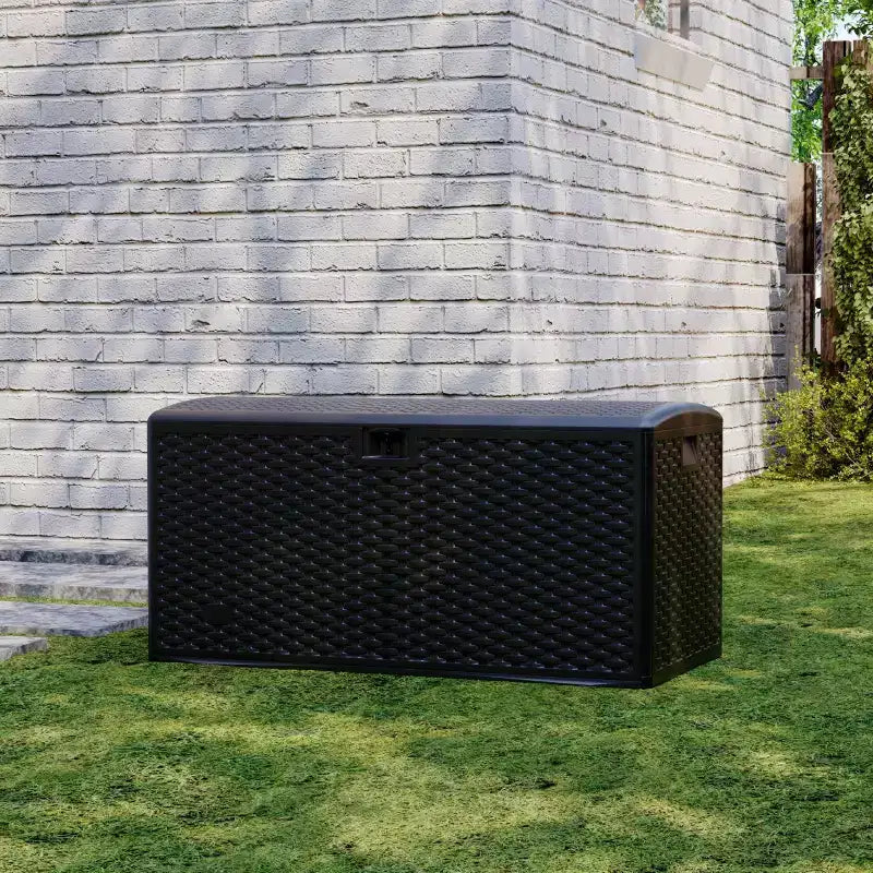 Coffre de rangement extérieur/intérieur en résine, grande capacité 73 gallons, étanche et verrouillable, pour terrasse