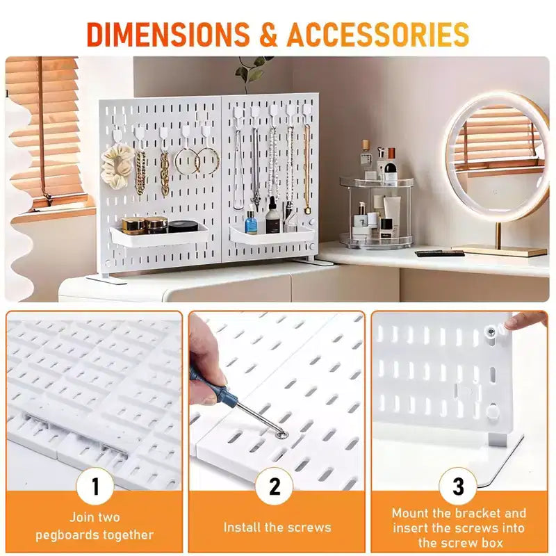 Organiseur avec 10 crochets, 2 plateaux, sans perçage, autoportant, portable, en plastique pour le bureau