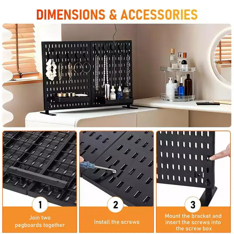 Organiseur avec 10 crochets, 2 plateaux, sans perçage, autoportant, portable, en plastique pour le bureau
