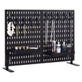 Tabletop Peg Board Organizer with 10 Hooks 2 Trays No Drilling Freestanding Portable Plastic for Office Home Dorm Apartment