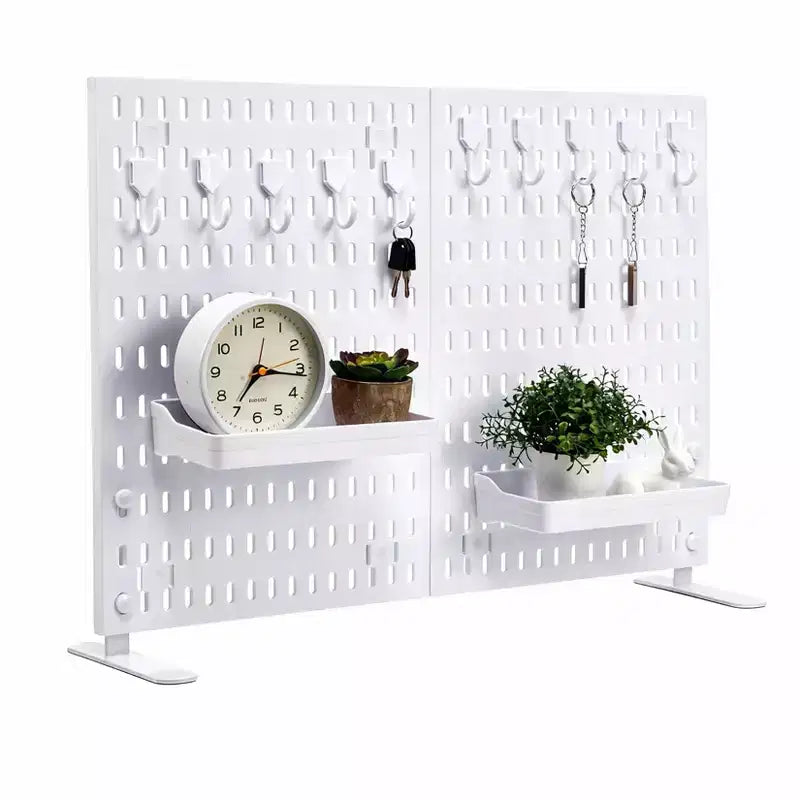 Organiseur avec 10 crochets, 2 plateaux, sans perçage, autoportant, portable, en plastique pour le bureau