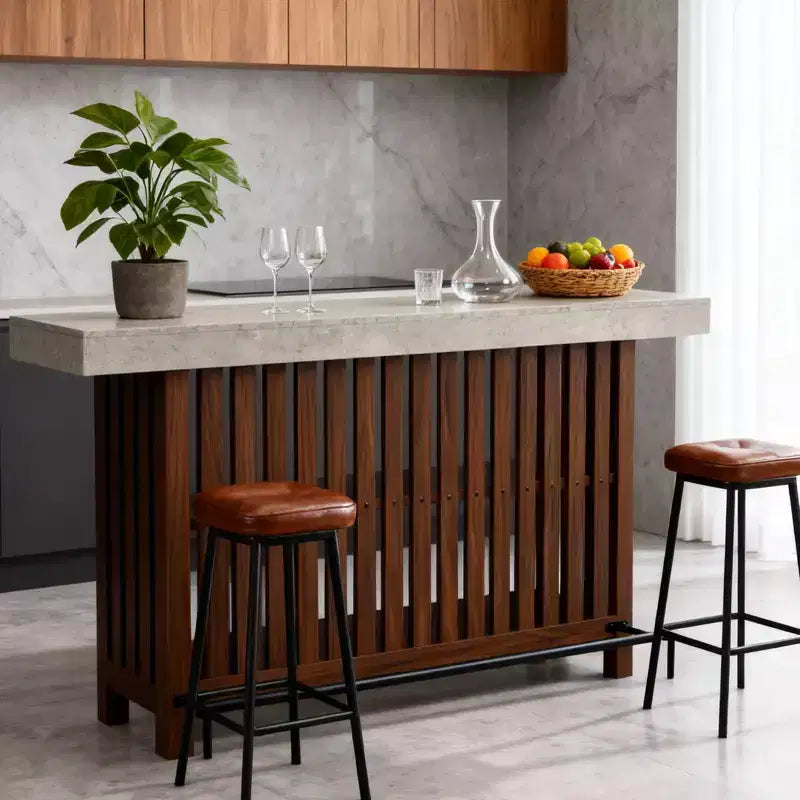 Table de bar de maison 63, table de bistrot à 2 niveaux avec repose-pieds, meuble de bar à café moderne pour cuisine, bistro, salle à manger et salon