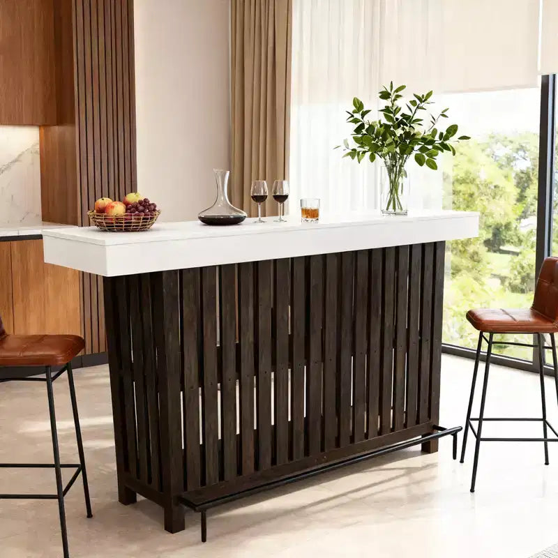 Table de bar de maison 63, table de bistrot à 2 niveaux avec repose-pieds, meuble de bar à café moderne pour cuisine, bistro, salle à manger et salon