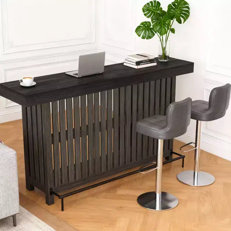 Table de bar de maison 63, table de bistrot à 2 niveaux avec repose-pieds, meuble de bar à café moderne pour cuisine, bistro, salle à manger et salon
