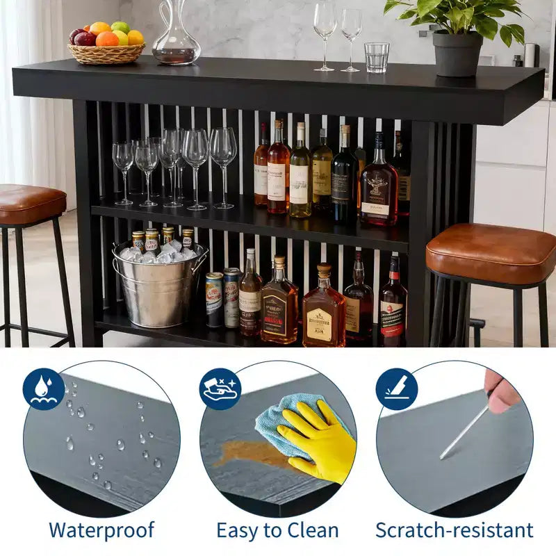 Table de bar de maison 63, table de bistrot à 2 niveaux avec repose-pieds, meuble de bar à café moderne pour cuisine, bistro, salle à manger et salon