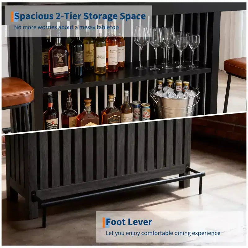 Table de bar de maison 63, table de bistrot à 2 niveaux avec repose-pieds, meuble de bar à café moderne pour cuisine, bistro, salle à manger et salon