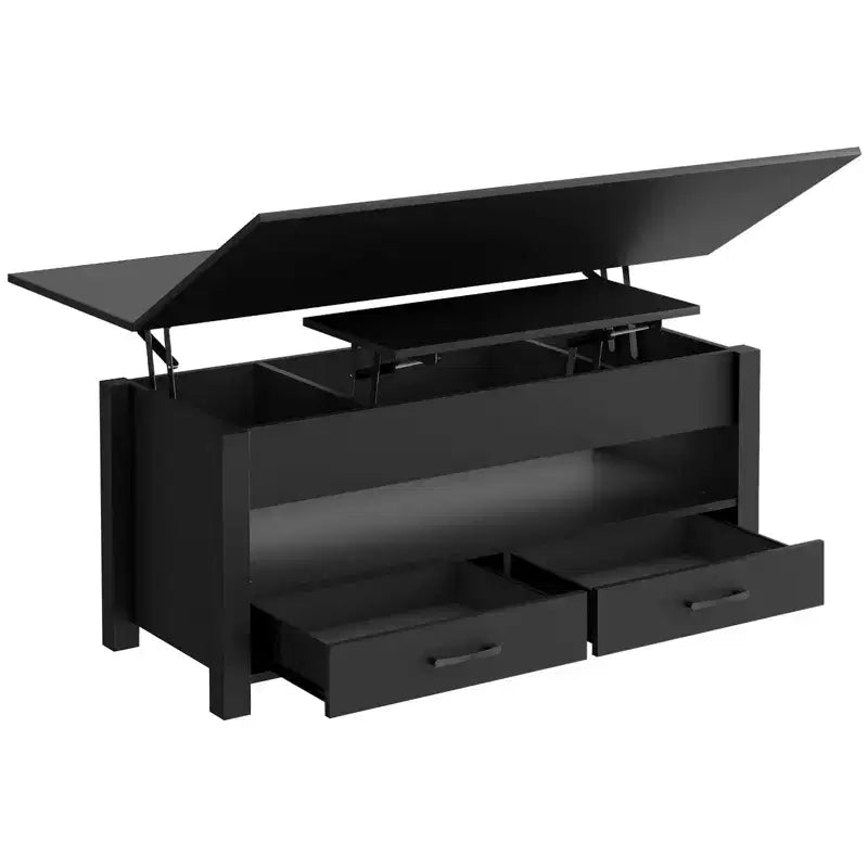 Coolmee 40 Coffee Table Lift Top, Multi-Function Convertible Coffee Table with Drawers and Hidden Compartment, Converts to Dining Table