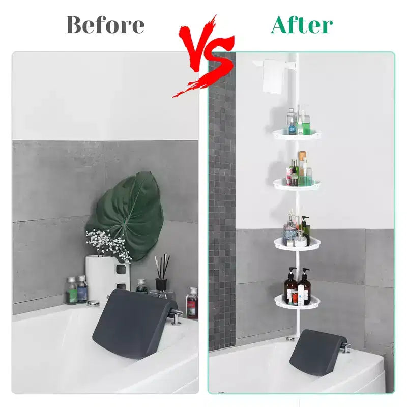 Étagère d'angle de salle de bain, étagère réglable à quatre niveaux, support de douche antirouille, support de baignoire autoportant, avec