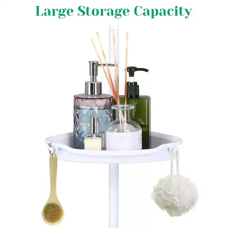 Étagère d'angle de salle de bain, étagère réglable à quatre niveaux, support de douche antirouille, support de baignoire autoportant, avec