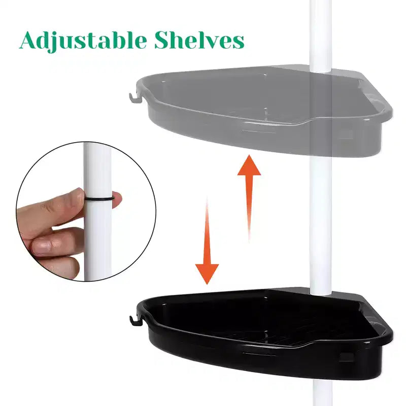 Étagère d'angle de salle de bain, étagère réglable à quatre niveaux, support de douche antirouille, support de baignoire autoportant, avec