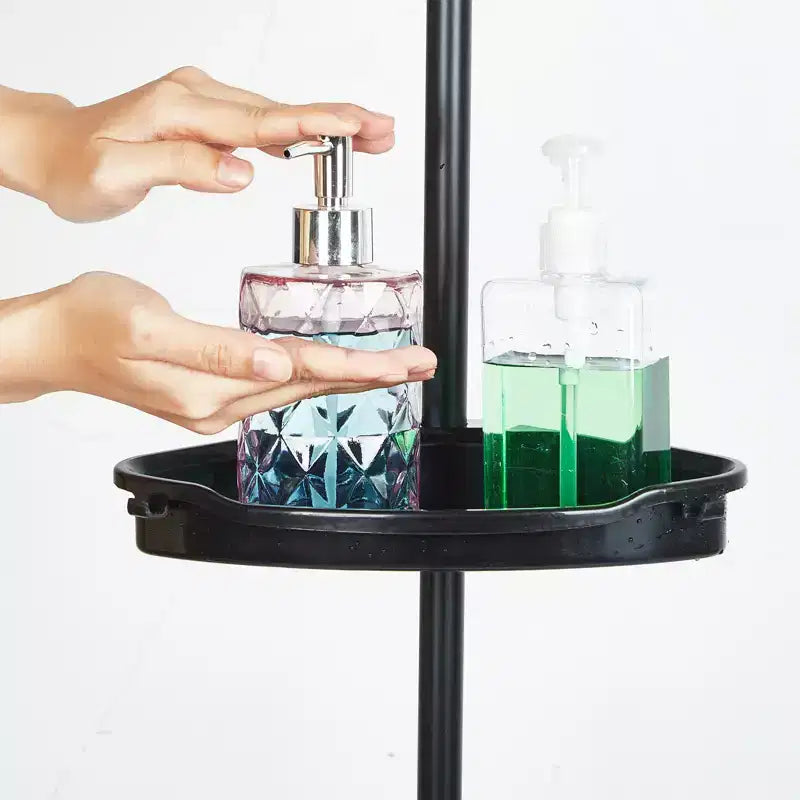 Étagère d'angle de salle de bain, étagère réglable à quatre niveaux, support de douche antirouille, support de baignoire autoportant, avec