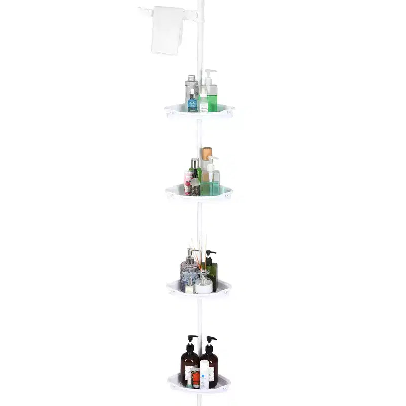 Étagère d'angle de salle de bain, étagère réglable à quatre niveaux, support de douche antirouille, support de baignoire autoportant, avec