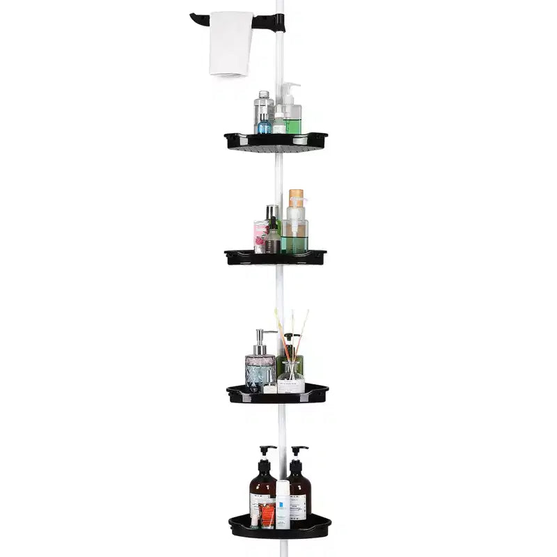 Étagère d'angle de salle de bain, étagère réglable à quatre niveaux, support de douche antirouille, support de baignoire autoportant, avec