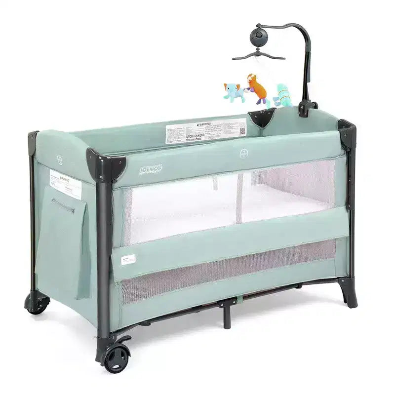 Karl Home 3 In 1 Baby Bassinets Crib Bedside Sleeper in Green With Mattress And Sheet