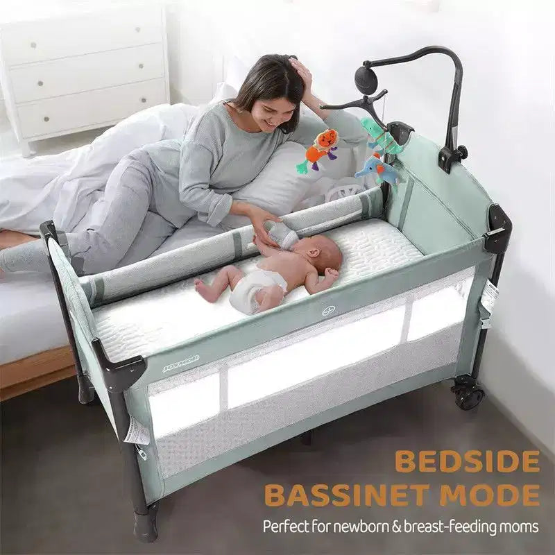 Berceau cododo 3 en 1 pour bébé, vert, avec matelas et drap