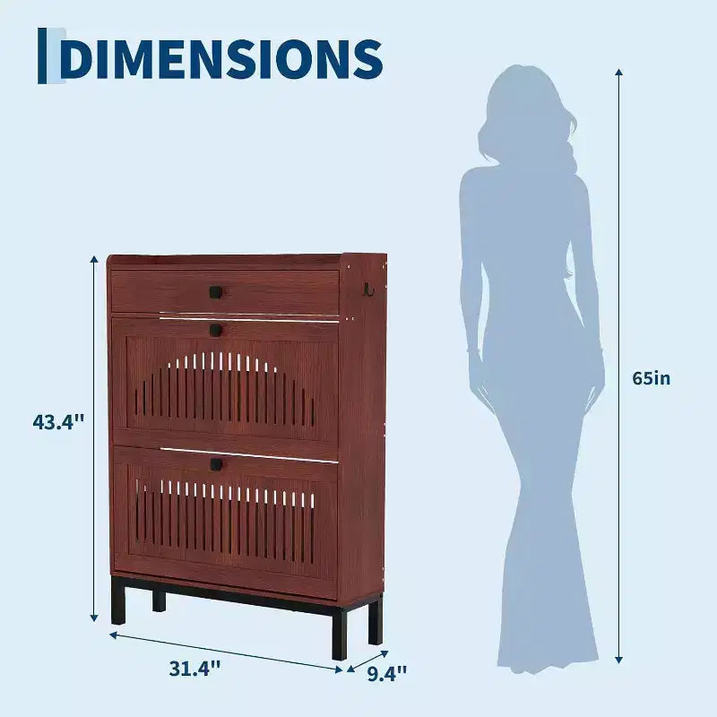 Meuble à chaussures moderne avec 2 tiroirs basculants et grand tiroir, organisateur de chaussures en bois avec étagère réglable, rangement à chaussures caché pour entrée, salon