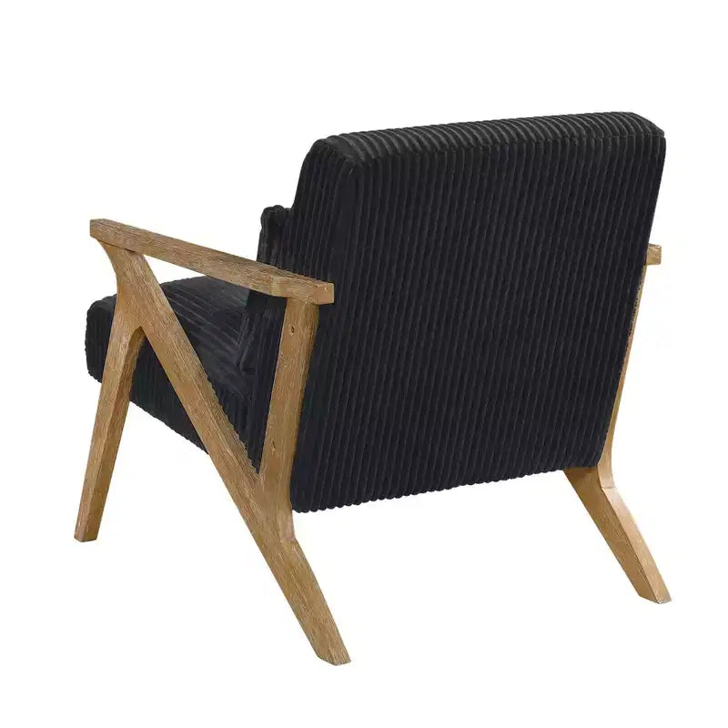 Fauteuil d'appoint moderne avec cadre en hévéa, revêtement en velours côtelé, coussin et accoudoirs