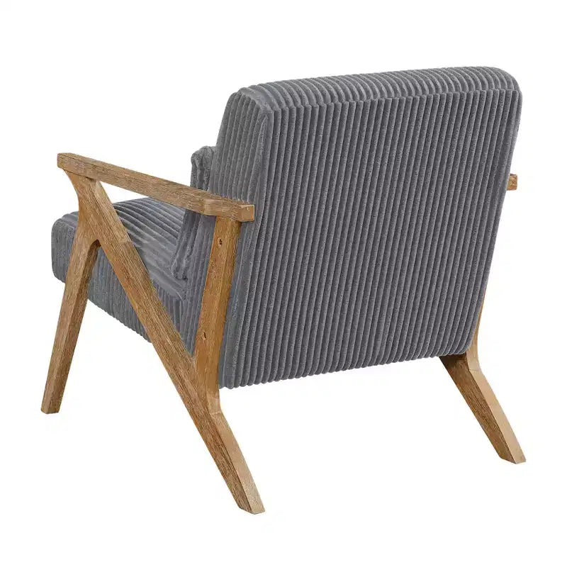 Fauteuil d'appoint moderne avec cadre en hévéa, revêtement en velours côtelé, coussin et accoudoirs