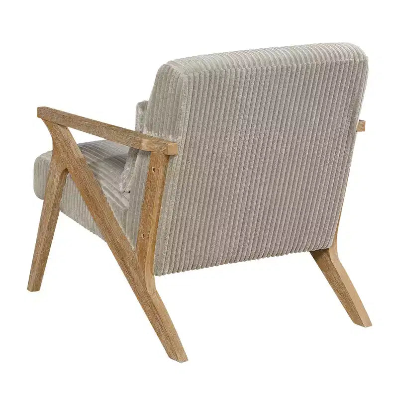 Fauteuil d'appoint moderne avec cadre en hévéa, revêtement en velours côtelé, coussin et accoudoirs