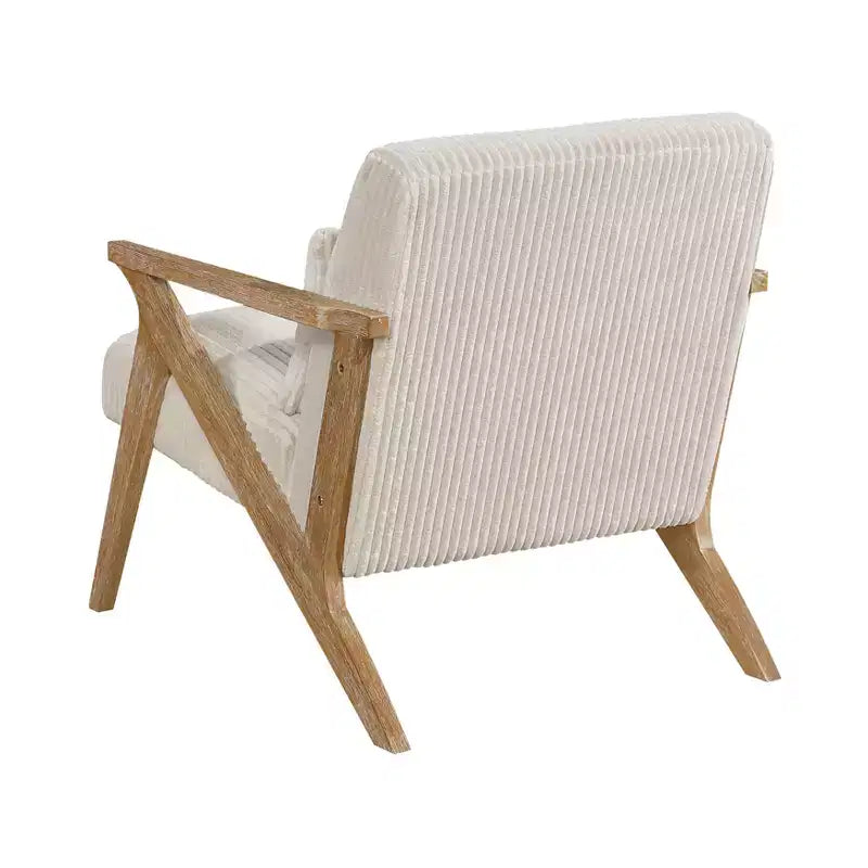 Fauteuil d'appoint moderne avec cadre en hévéa, revêtement en velours côtelé, coussin et accoudoirs