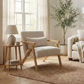 GDFStudio Mason Modern Rubberwood Frame Corduroy Upholstered Accent Chair with Pillow