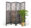 Dovelina Wood Room Divider 5.6 ft Folding Privacy Partition Screen 4/6/8 Panels Brown