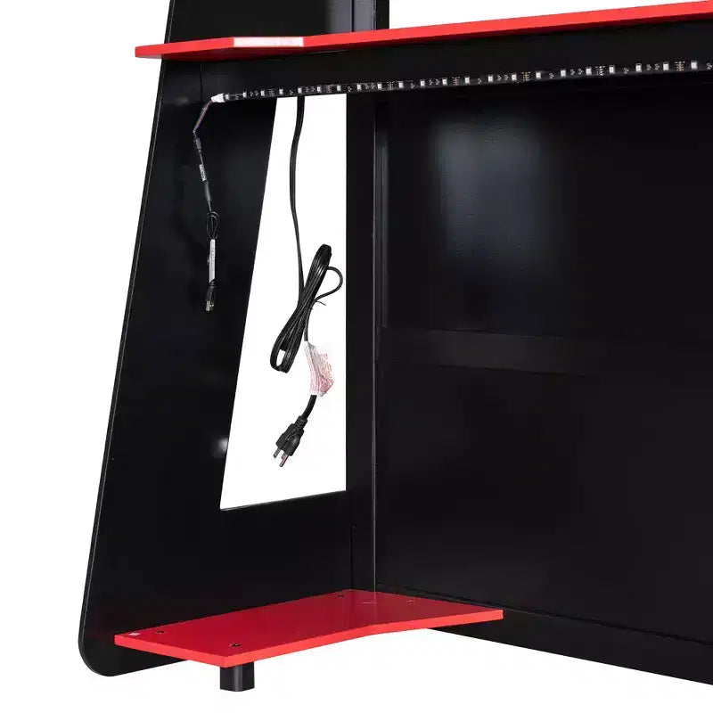 Lit mezzanine avec bureau, étagères de rangement et barrières de sécurité – Cadre de lit pour enfant compact avec espace de travail