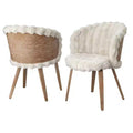 Lifestorey Set of 2 Amanda Faux Fur Dining Chair Off White/Rustic Oak