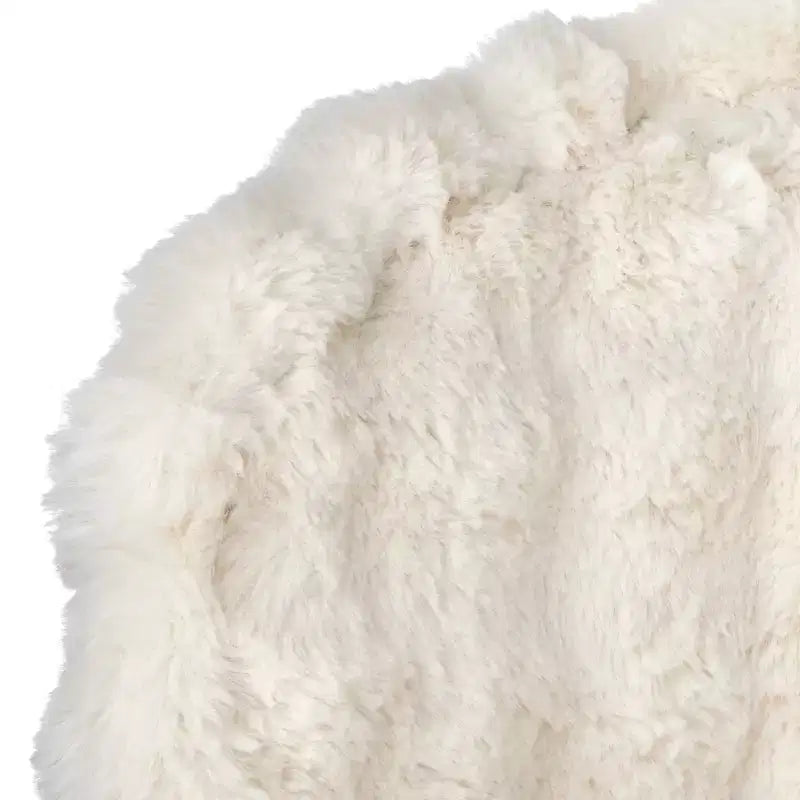 of 2 Amanda Faux Fur Dining Chair Off White/Rustic Oak