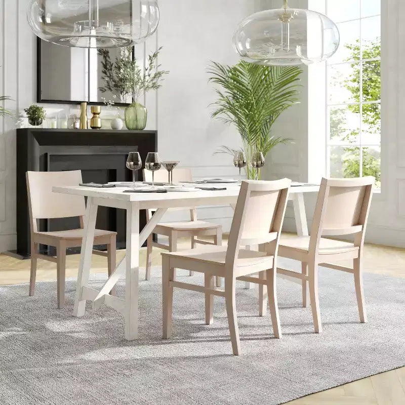 Chaise de salle à manger en bois avec siège rembourré et cadre massif – Chaise moderne pour cuisine et salle à manger