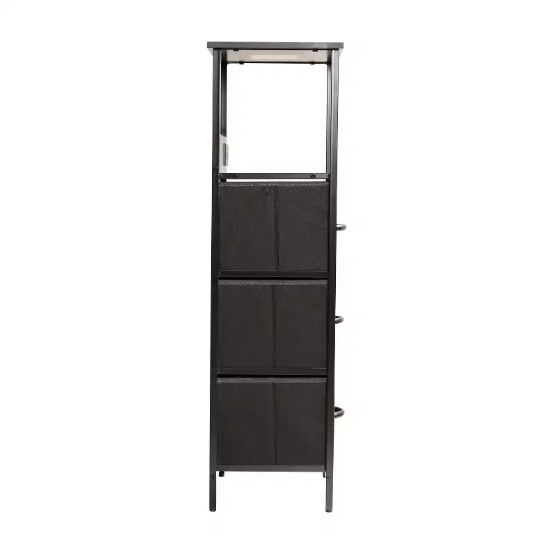 Table de chevet avec 3 tiroirs en tissu, station de charge, 2 ports USB et prise de courant – Plateau en bois d'ingénierie