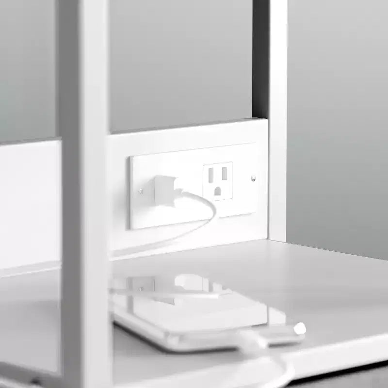Table de chevet avec 3 tiroirs en tissu, station de charge, 2 ports USB et prise de courant – Plateau en bois d'ingénierie