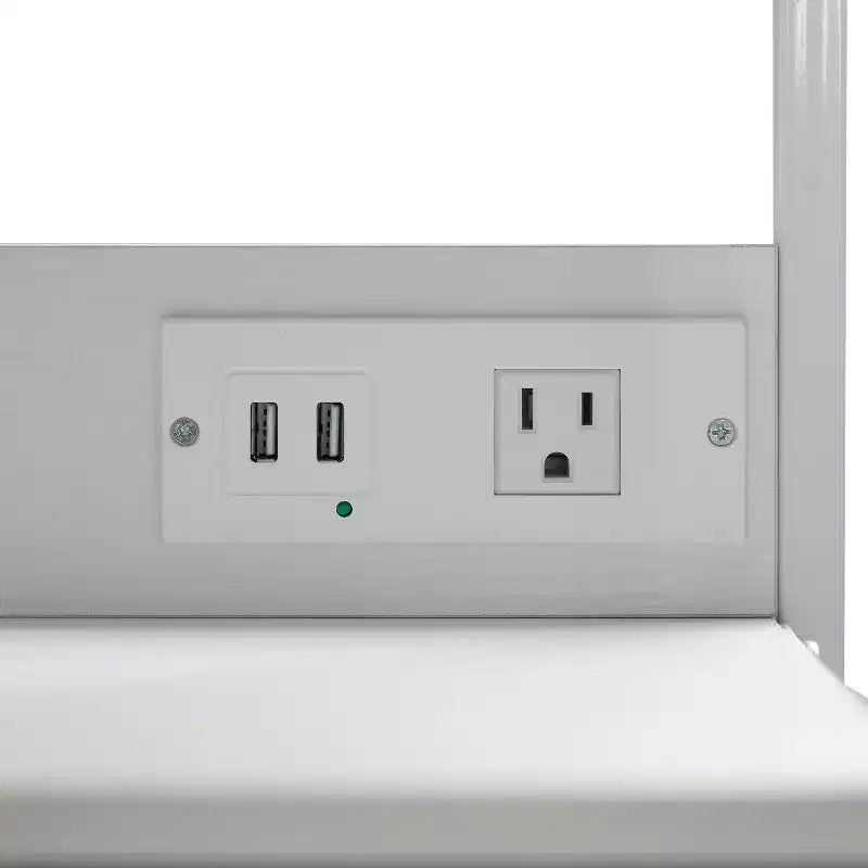 Table de chevet avec 3 tiroirs en tissu, station de charge, 2 ports USB et prise de courant – Plateau en bois d'ingénierie